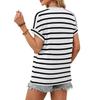 Women's Casual Short Sleeve Striped T Shirt Crew Neck Loose Fit Lightweight Summer Top for Everyday Wear