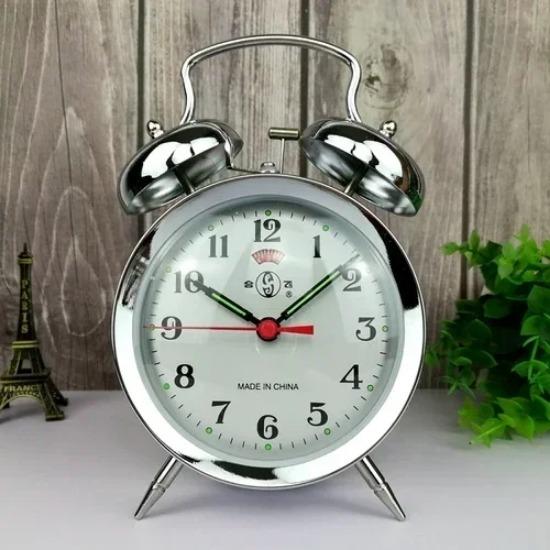 Mechanical Alarm Clock Bedside Table Silent Gold Clocks Vintage Metal Bedroom Children Tabletop Antiques Luxury Home Decor