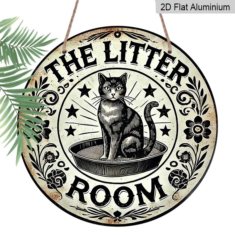 

2D Flat, 1pc Printed Round Aluminum Decorative Sign with a Cat Theme, Measuring 20×20 CM (7.87×7.87 Inches), Perfect for Areas Where Cats Are Kept at 1pc