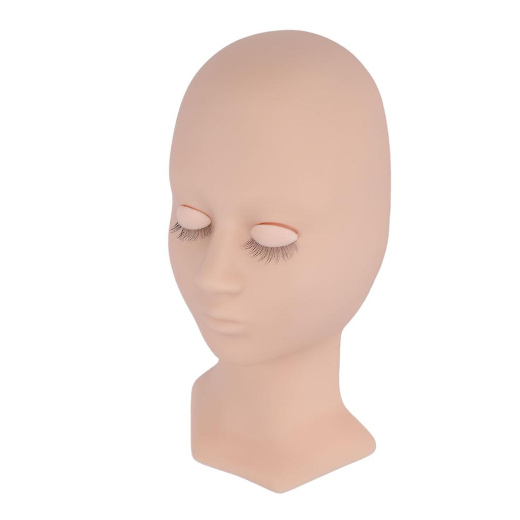 Lash Extension Practice Mannequin Head Silicone Makeup Training Head with 4 Pairs Replaceable Eyes