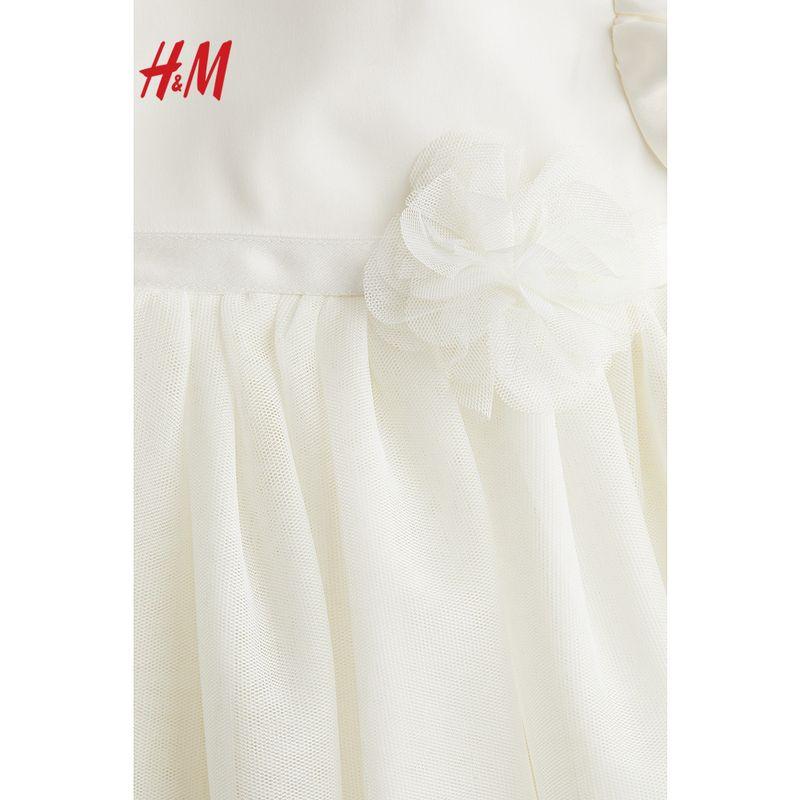 

HM 2025 Summer New Children s Clothing Baby Girl Thin Fabric Dress Satin Dress 1284704 White 90/52(1 ½-2Y)