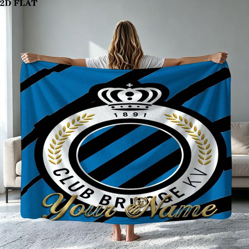 1PC Club Brugge KV Custom Name Patterned Flannel Blanket Suitable For All Seasons for Home Decor Warmth and Comfort Gifts Holiday Present