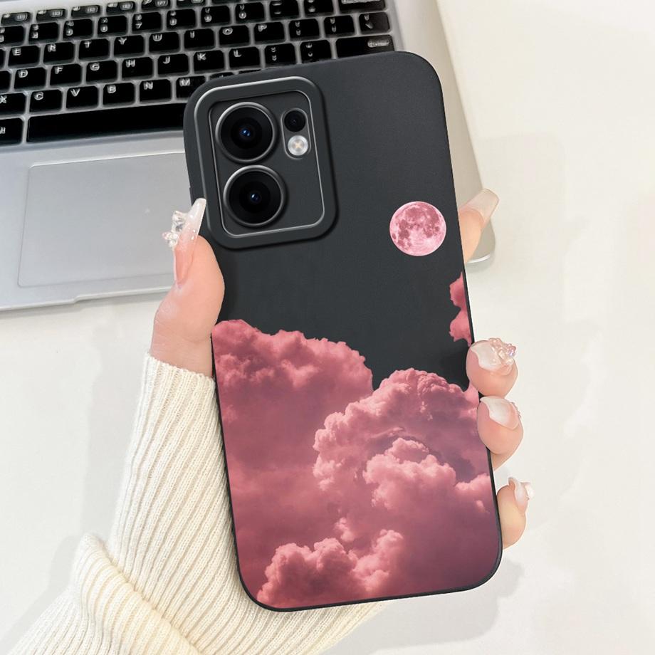For Oppo Reno13 / Reno13F 4G 5G / Reno 13 Pro Phone Case Soft Smooth Silicone Capa Moon Night Artistic Marble Printed Back Cover