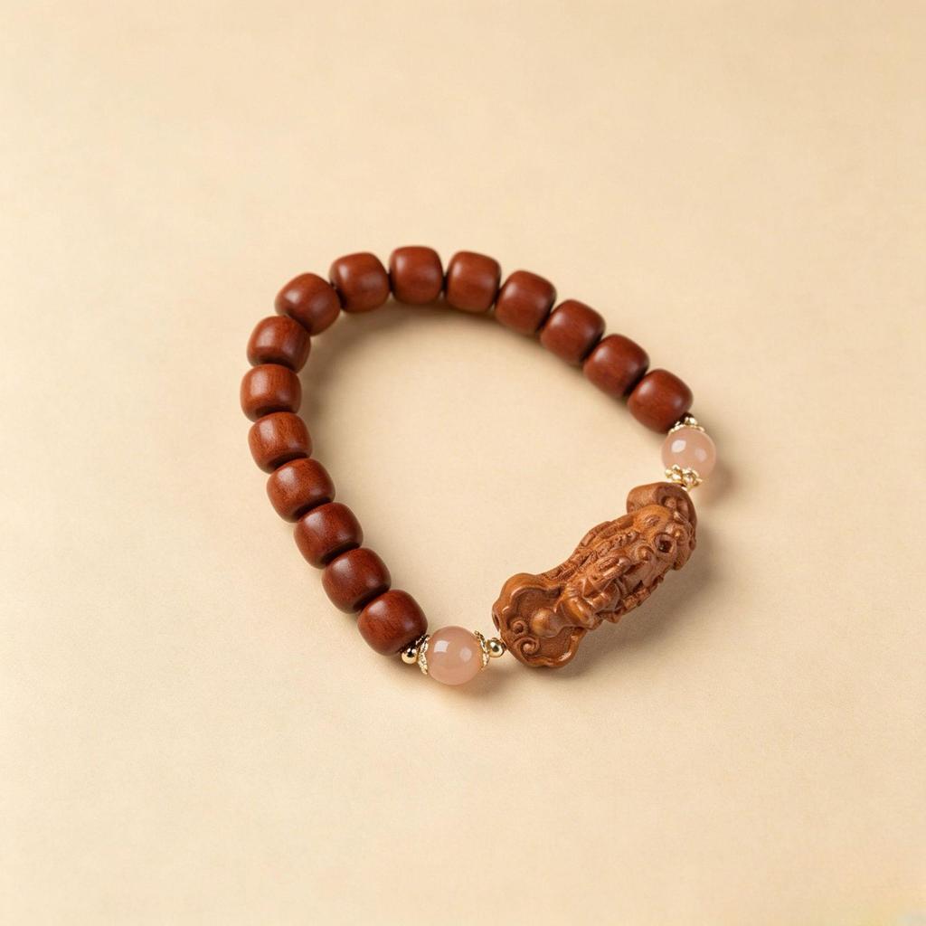 Natural Lightning-Struck Jujube Wood Beads DIY Pixiu Ruyi Bracelet for Men and Women 8x9 Cultural Prayer Beads Bracelet.