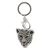 Keychain Exquisite RhinestoneEncrusted Leopard Head Car Bag Pendant for Girl Birthday Gift(Silver )