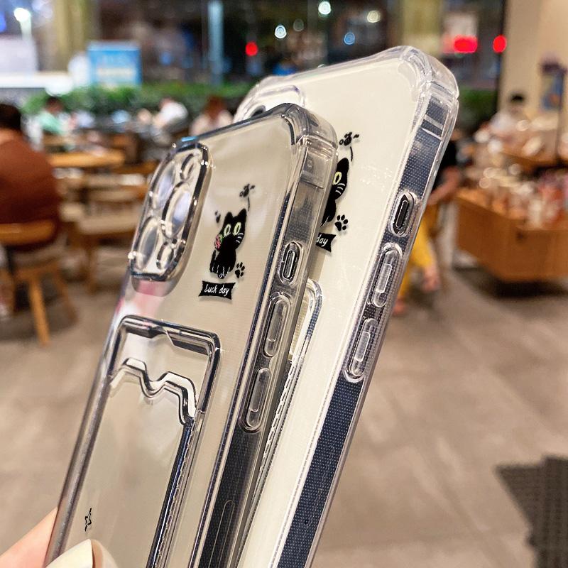 Card Slot Holder Phone Case For iPhone 13 15 17 16 11 12 14 Pro Max 16E 17 Air XR XS 7 8 Plus SE Soft Photo Pocket Wallet Cover