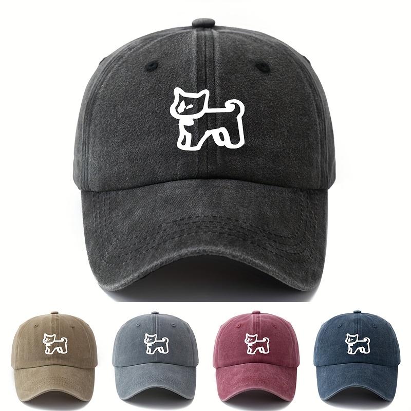 Printed Cartoon Dog Baseball Cap for Men and Women Outdoor Lightweight Sun Protection Vacation Camping Casual Duckbill Cap.