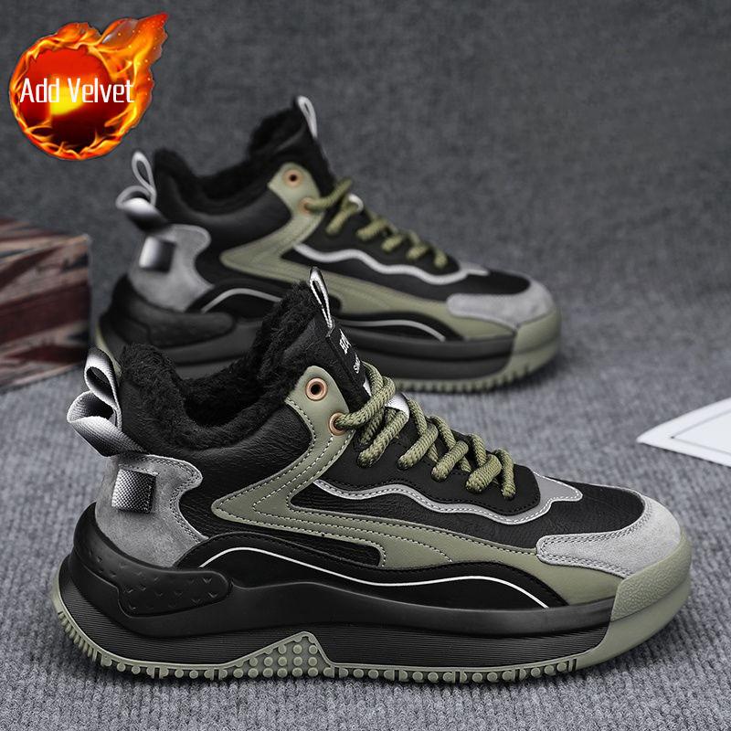 

Trendy Men s Winter Outdoor Versatile High Top Snow Boots Thickened Fleece Lined Korean Style Warm Cotton Sports Shoes 39