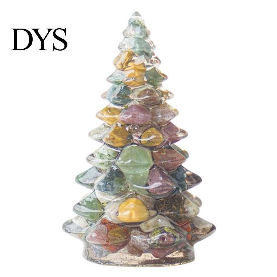 Xmas Tabletop Figurine Resin Christmas Tree Figurine, Crystal Desktop Ornament, Creative Gift Miniature Holiday Decoration for Home Office,