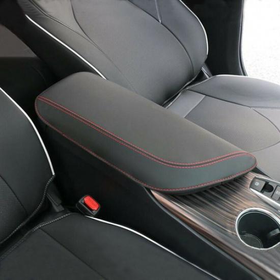 For 2018- Toyota Camry Black + Red Car Armrest Box PU Leather Cushion Covers