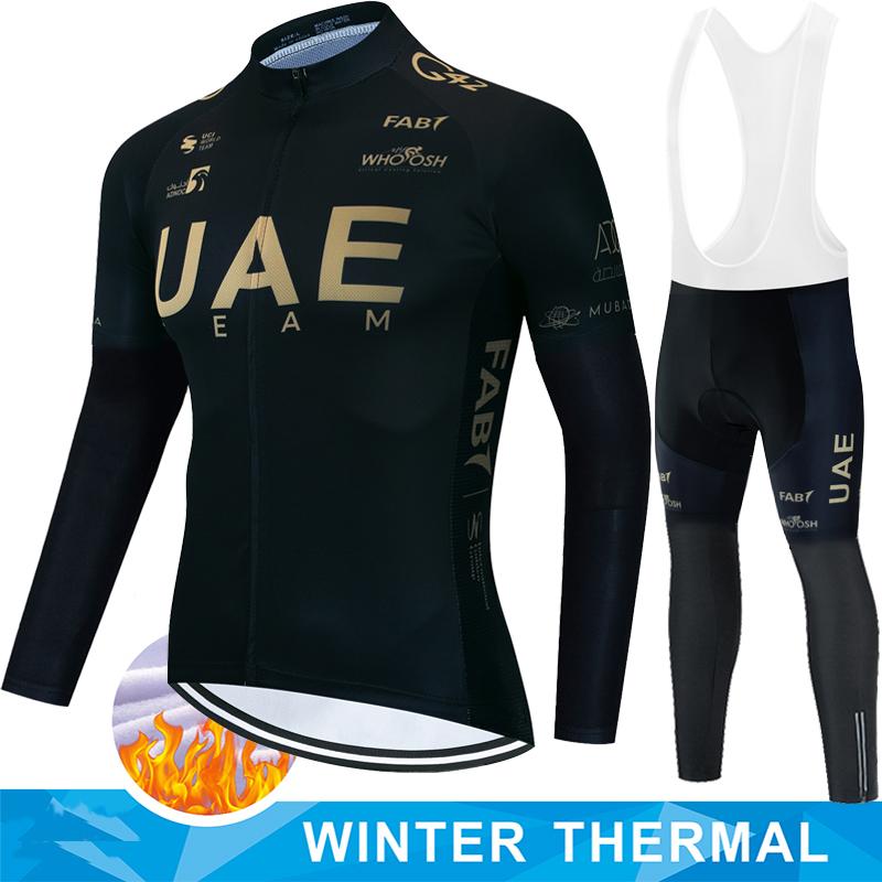 Winter Fleece Cycling Jersey Men's Shirt UAE Thermal Set Clothing Sets Man Clothes 2026 Bib Ciclismo Hombre Bicycle Suit Bike