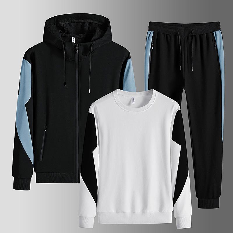 Pánské podzimní mikiny Soupravy Mikina s kapucí O Neck + Cardigan Mikiny+Dlouhé kalhoty Sady 3 ks Pánské tepláky Sportovní oblečení