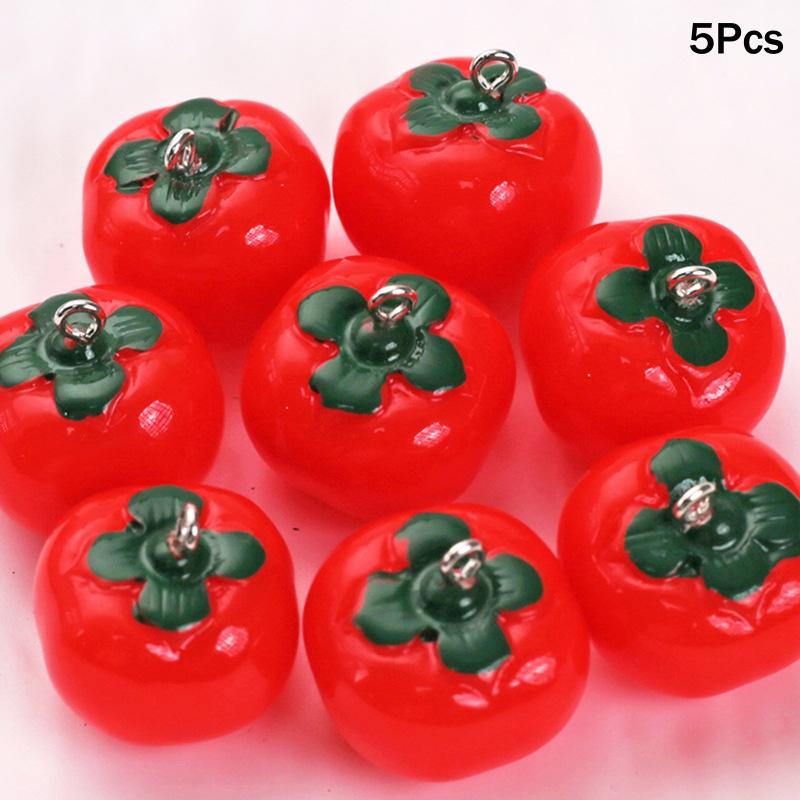 5PCS 3D Lifelike Fruit Miniature Resin Beads Fadeless Color for DIY Bracelet Necklace Jewelry Making Family Craft Activities