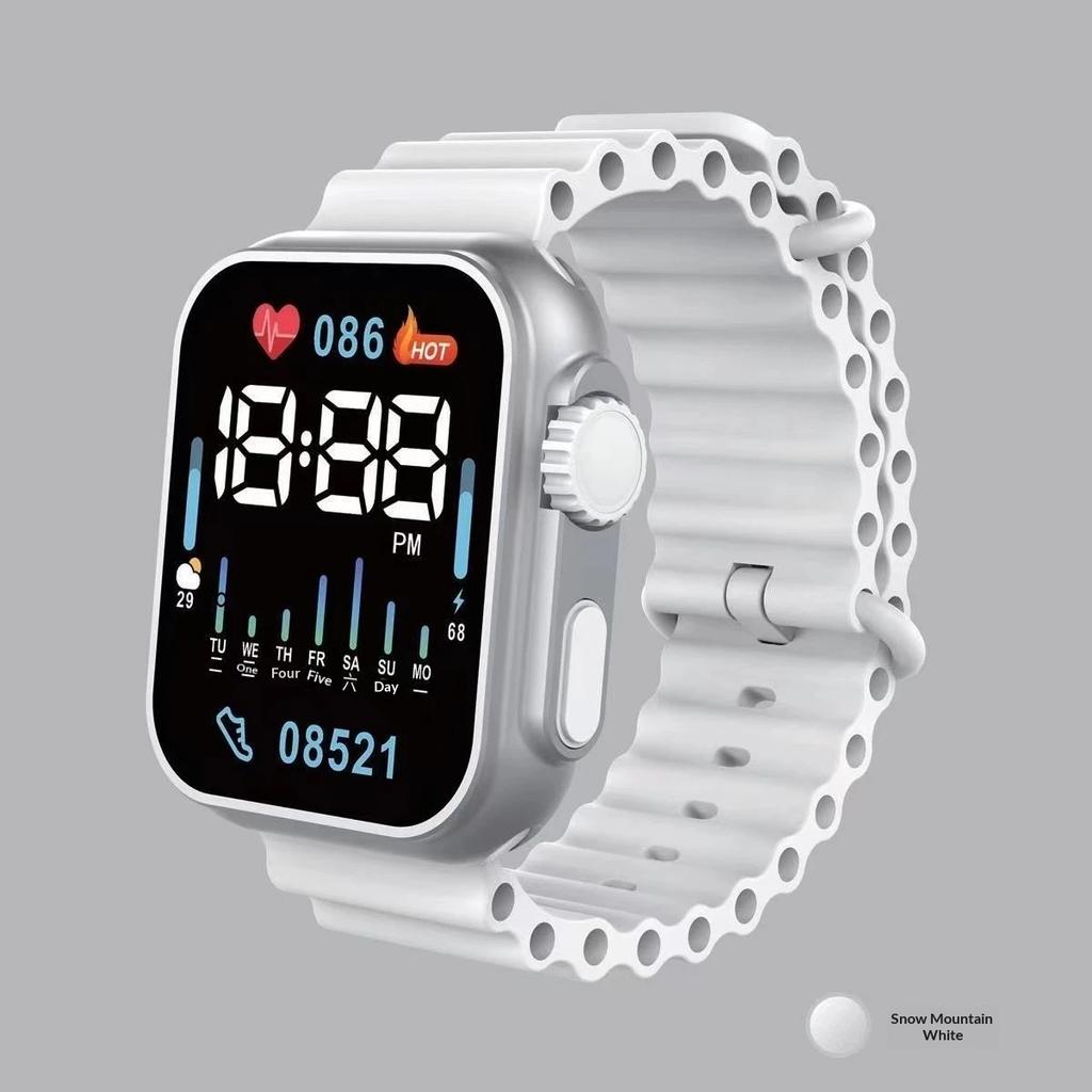 Key white LED electronic watch small square movement bright light personality wind trend electronic watch student couple LED electronic watch