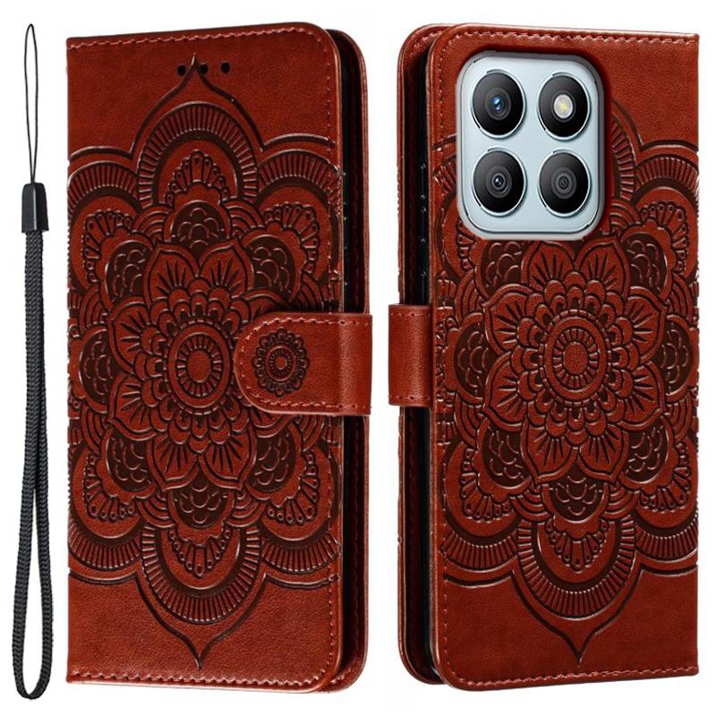 For Honor X8b 4G Case PU Leather Mandala Imprinted Design Wallet Phone Cover