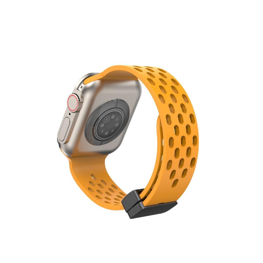 Pulseira de relógio de silicone para Apple Watch - Pulseira esportiva com fivela magnética dobrável respirável para iWatch Ultra/9/8/7/6/5/4/3/2/1/se/2022 49mm 45mm 44mm