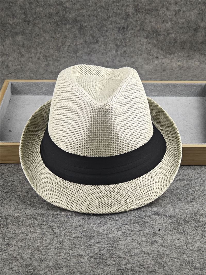 

Жесткая и стильная соломенная шляпа-цилиндр, британская шляпа в стиле фан-джаз, большая окружность головы, мужская шляпа, летняя солнцезащитная шляпа для пары Medium M57-58cm молочный белый