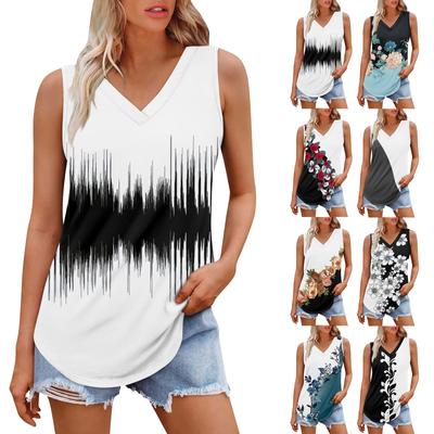 Women's Girl V Neck Tank Top Printing Casual  Top Tank Tops For Women Loose Fit Sleeveless Tops Flowy