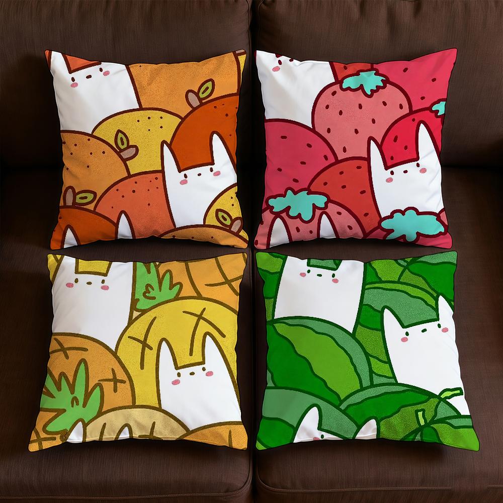 Cartoon Fruit Cute Cushion Cover Soft Case For Sofa Living Room Home Comfortable Office Decor Protective Pillow Covers