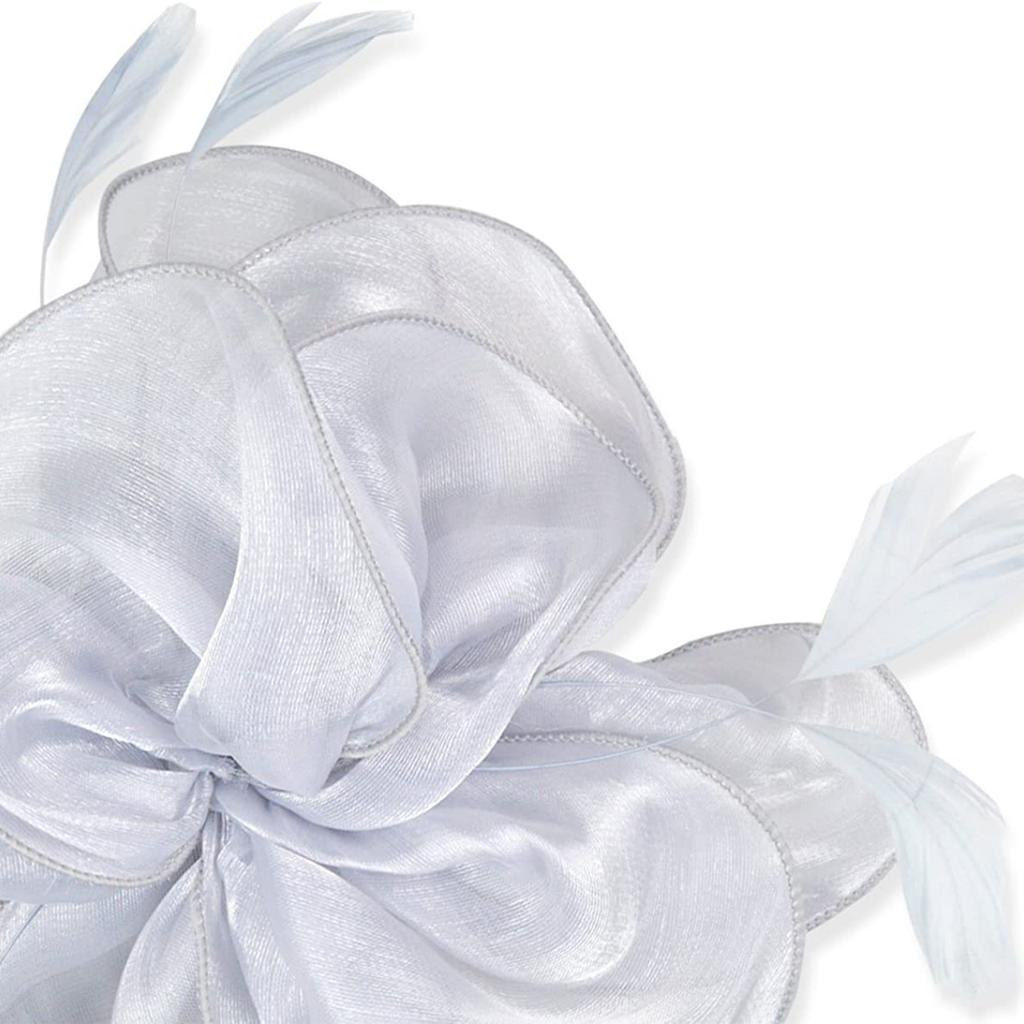 Tea Party Fascinator Hat for Party Wedding Women Feather Organza Fascinator Hair Pin Hat Big Flower Church Cap Headdress