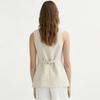 French old money style linen vest commuter waist vest sleeveless top women's summer square collar linen single-breasted vest