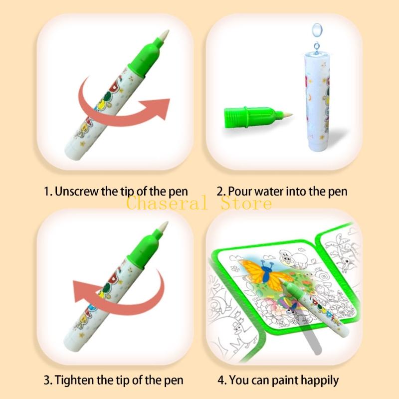 E7Ce Cartoon Water Coloring Book Reusable Kindergarten Kids Magical Painting Activity