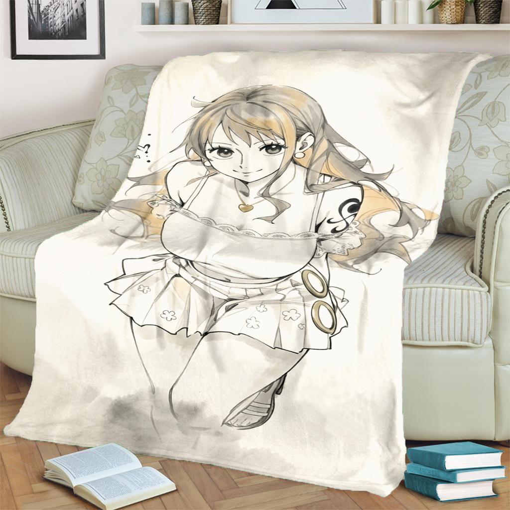 Cozy Flannel Blanket "ONE PIECE" Print Warm for Home Bedrooms, Sofas, Beds, Chairs, Picnics, Travel