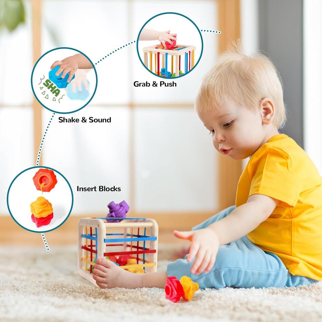5 in 1 Baby Toys 6 to 12 to 18 Months, Montessori Toys for 1 Year Old, Montessori Toys for Babies 6-12 Months, Sensory Toys for Babies, Baby Tissue