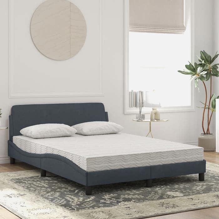 VidaXL Lit avec matelas gris foncé 140x190 cm velours 3208392