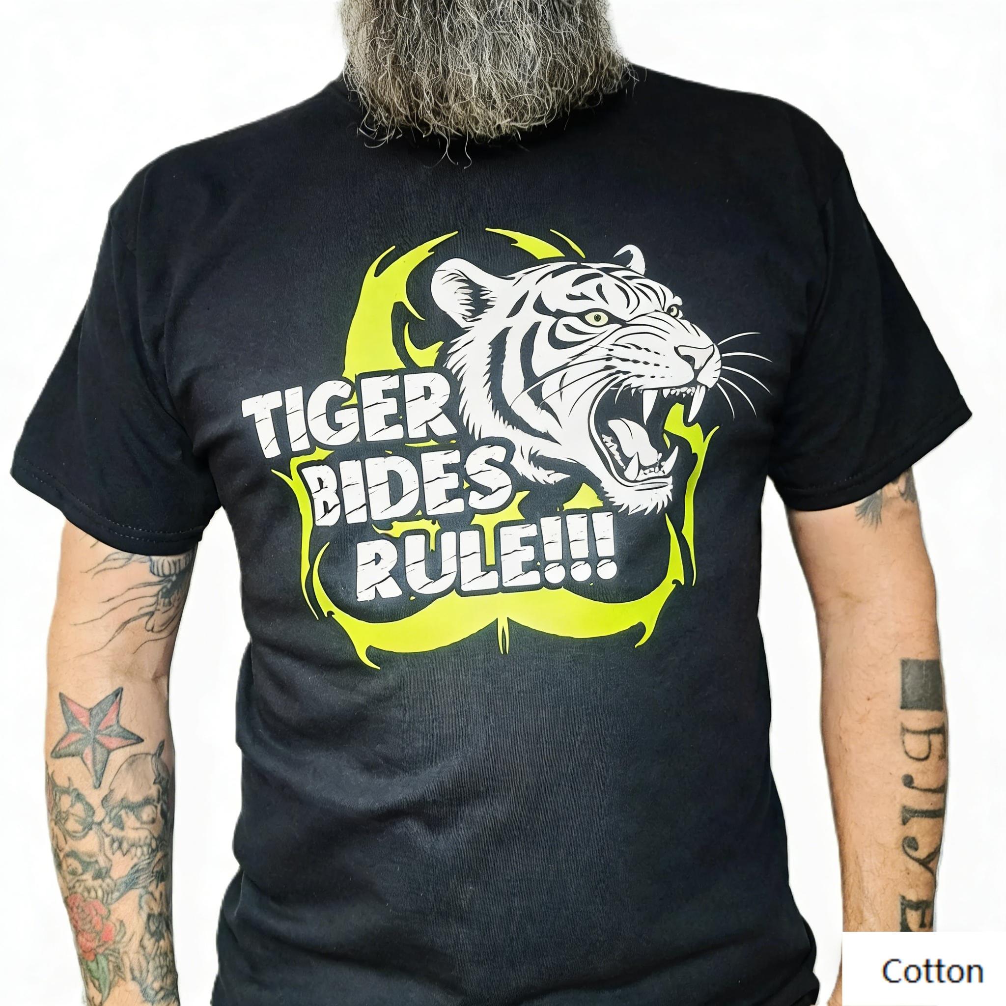 Tiger Bides Rule Graphic Cotton T-Shirt Unisex Wild Street Culture Art Casual Short Sleeve Tee S разноцветный