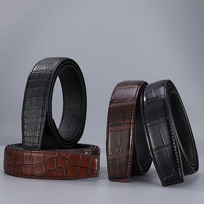 Erste Schicht Rindsleder Automatischer Gürtel Herren Business Krokodilmuster Drachen Grün Gürtel Breite Taille Siegel
