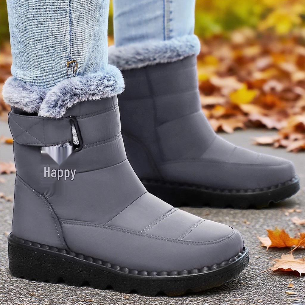 Dicke Damen-Winter-Schneestiefel mit Plateau und Plus-Samt