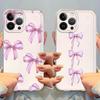 Cartoon Cute Bow Case for iPhone 17 Pro Max 13 Pro 16 15 14 Plus XS Max 11 7 8 XR Air 12 Mini Soft Phone Cover