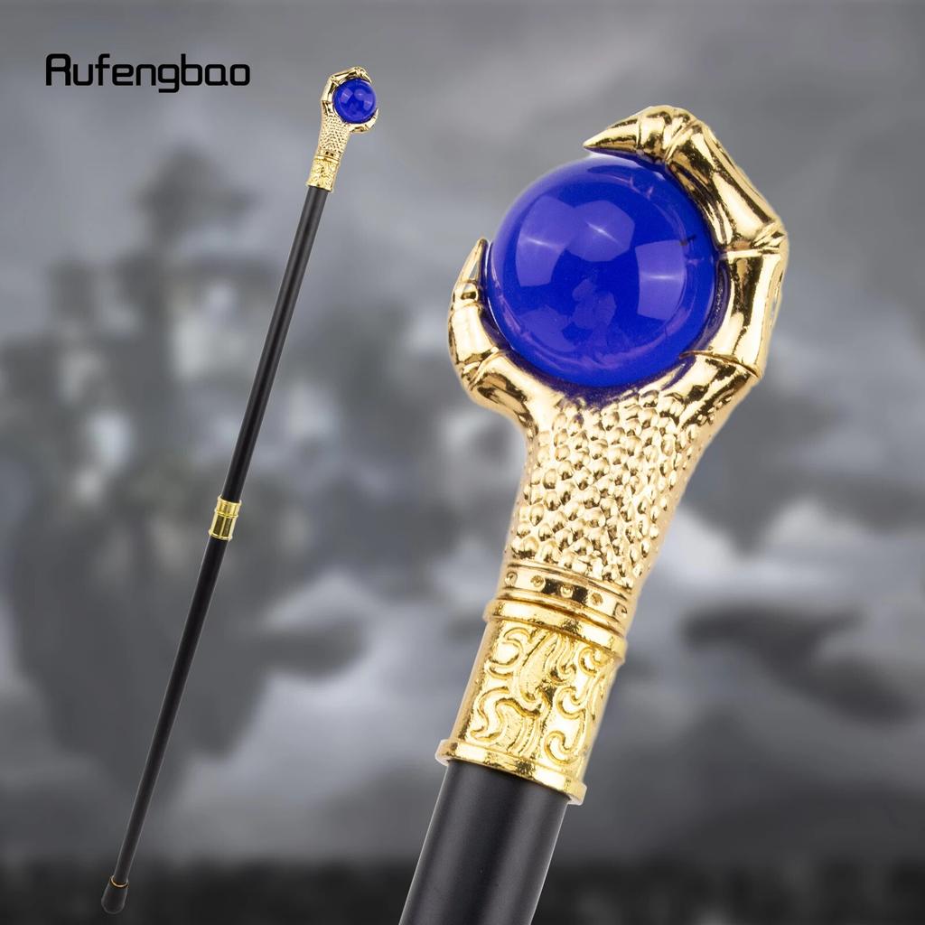 Drachenklauengriff, blaue Glaskugel, goldener Gehstock, modischer dekorativer Gehstock, Cosplay-Gehstock, Knauf, Crosier, 93 cm