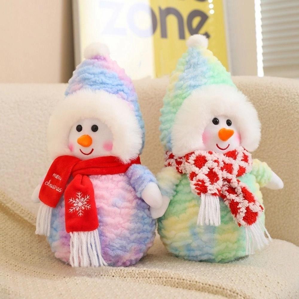 35cm Santa Claus Plush Toys Cartoon Snowman Stuffed Dolls Scarf Snowman Plush Toy  Home Decoration