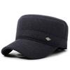 Wool Blend Warm Cotton Hat - Mid-aged & Elderly Cycling & Walking Cold Weather Ear Protection Flat Top Hat - Men's Outdoor Hat