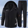 Herbst Handwerksanzug Herren Plus Samt Verdickt Winddicht Wasserdicht und Warm Outdoor Bergsteigeranzug Lässiger 2-teiliger Anzug