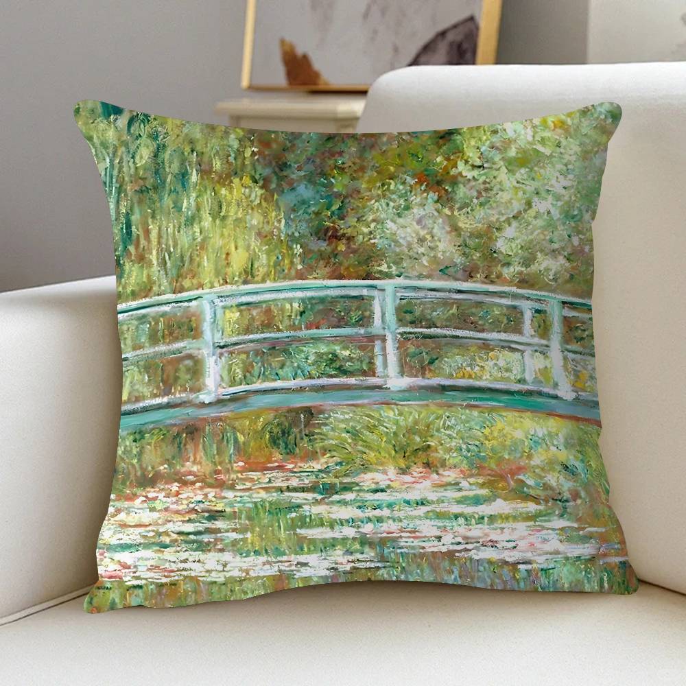 Claude Monet Classic Art Collection Cat Cushion Cover 30x50 Polyester Sofa Cushions Decorative Pillows Decoration Pillowcover