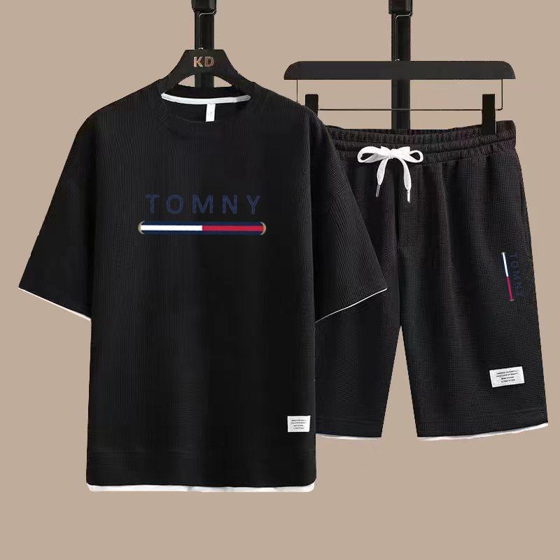 Nuovo set estivo traspirante da uomo a maniche corte e pantaloncini, alla moda, per esterni, spiaggia, casual, completo da uomo 2026