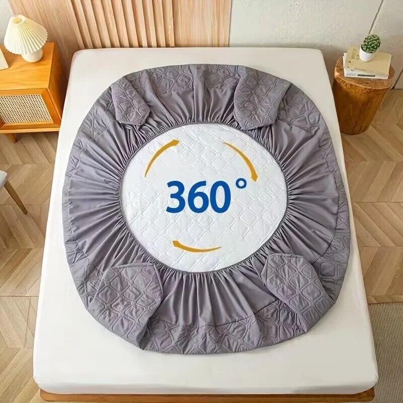 Drap-housse matelassé imperméable, respirant, silencieux, épais, prévention des taches, couvre-lit à carreaux, couvre-lit antidérapant