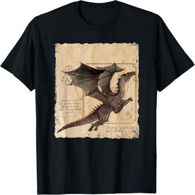 Realistisches Drachen-Schriftrolle Mittelalter Mythische Fantasie-Kreaturen T-Shirt