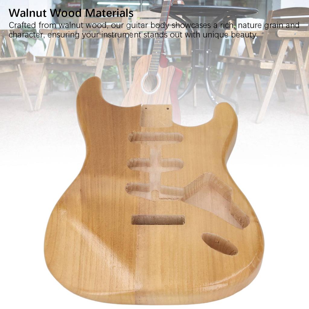 Unfinished Electric Guitar Body Walnut Wood Blank Triple Single Pickup Hole Guitar Barrel