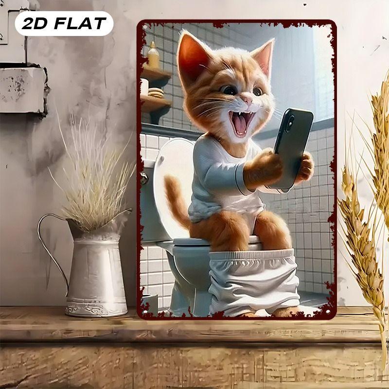 Vintage Style Metal Tin Sign Cute Cats Dogs for Cafe Interior