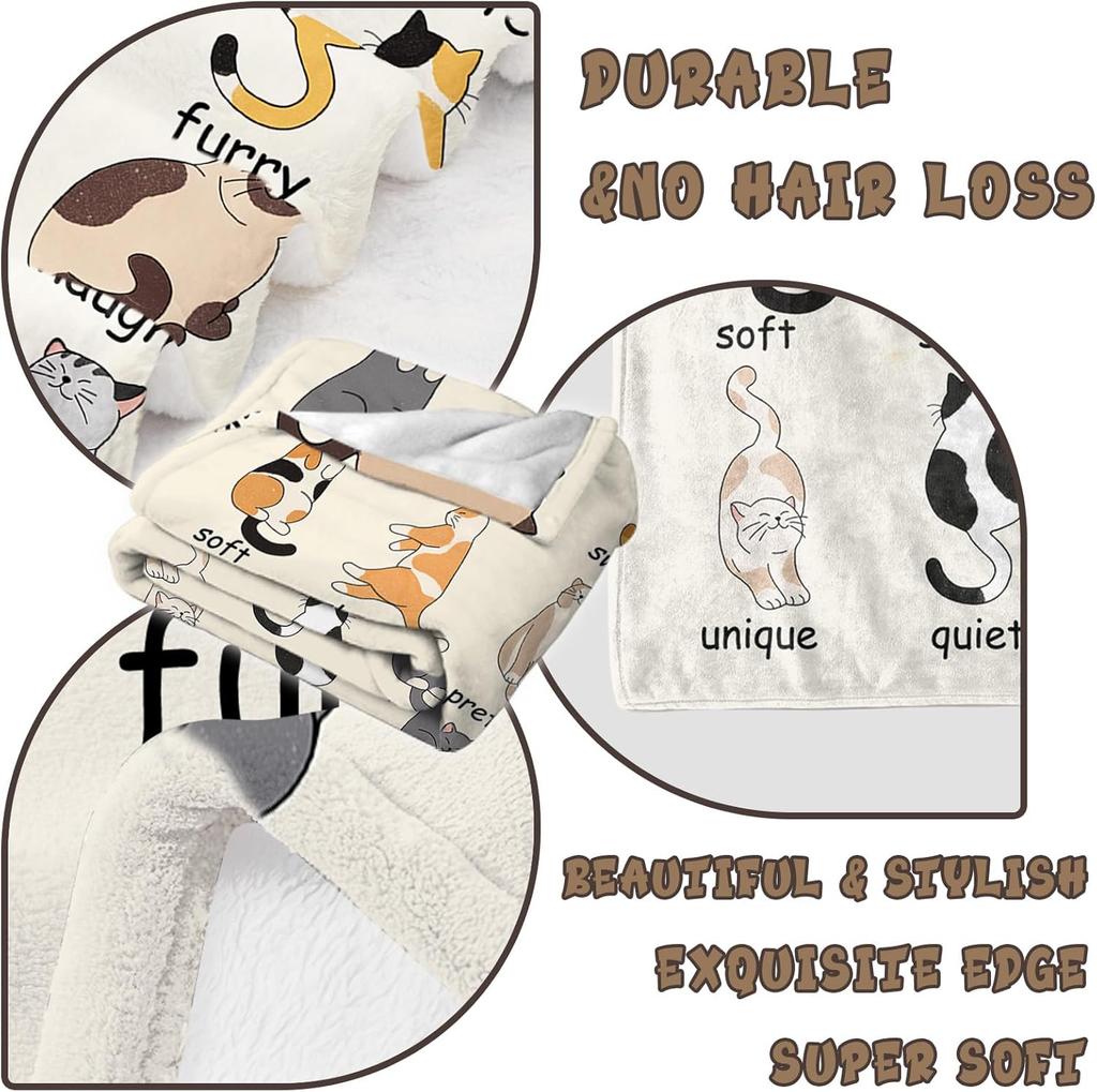 Comfortable Black and White Cat Blanket - Suitable for Sofas, Beds, and Offices - Soft Flannel, Comfortable All Season