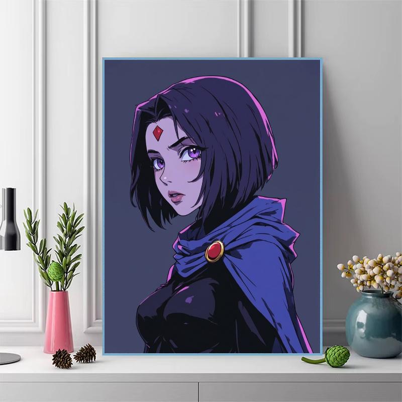 Raven Teen Titans 100% Round Full Drill 5D DIY Diamond Painting Embroidery Cross Stitch Rhinestone Décor