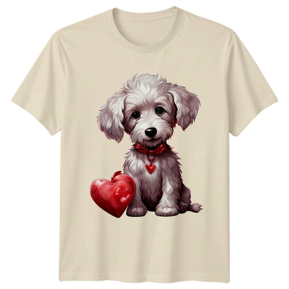 Fluffy Dog Puppy Love Heart Valentine Animals Dogs Unisex Unisex Graphic Tee