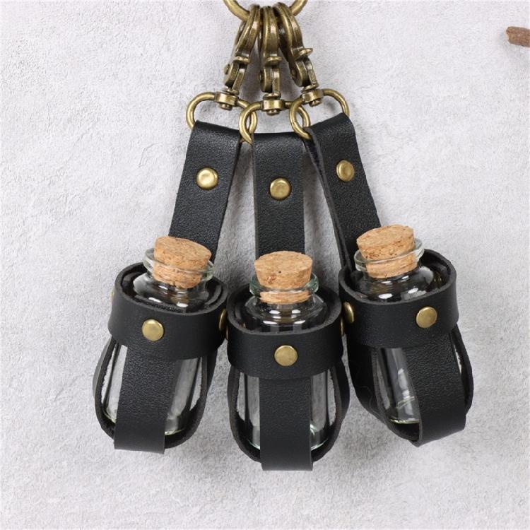 Witch Potion Bottle with Leather Holder and Cork Stopper for Halloween Cosplay Wizard Costume Cosplay Accessories