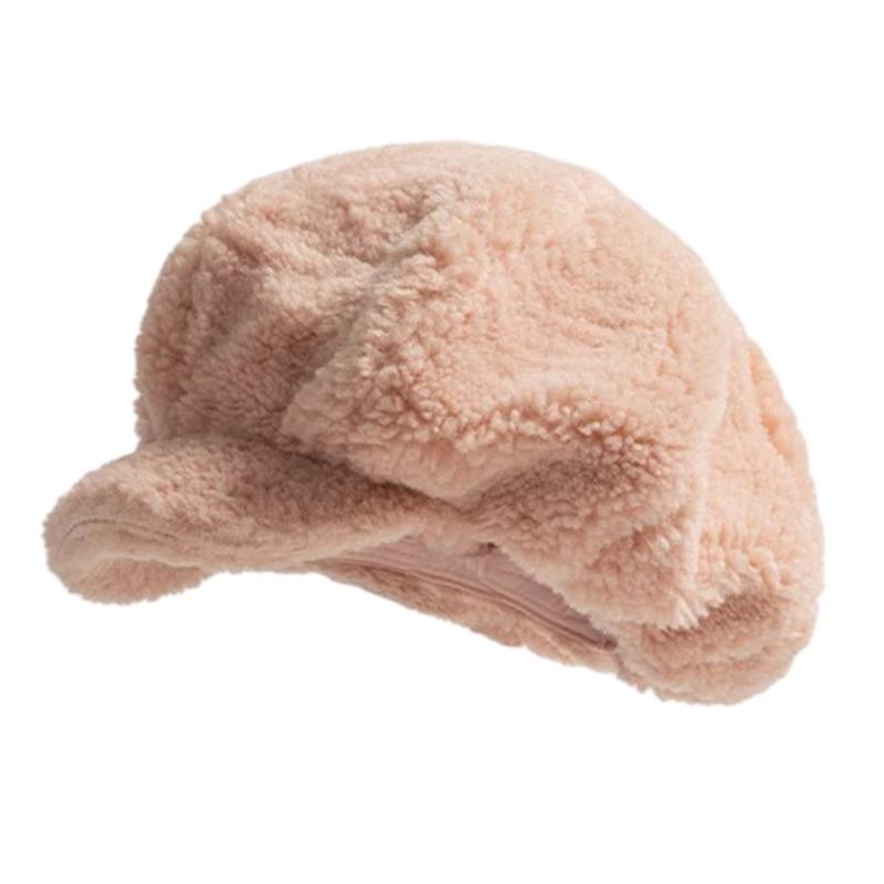 Бархатная беретка для девушки Элегантная Утолщенная Плюшевая Художественная Кепка Кепка Водителя Зимняя Уличная Одежда Кепка