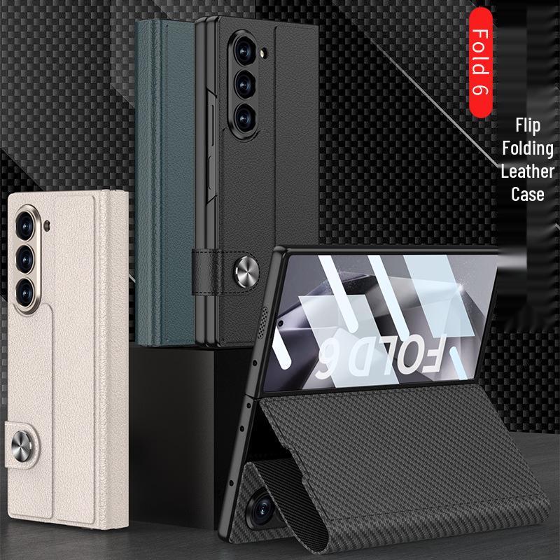 Samsung Z Fold6 Leather Flip Case: Cross-border Creative Business Shell-Screen Integrated Design