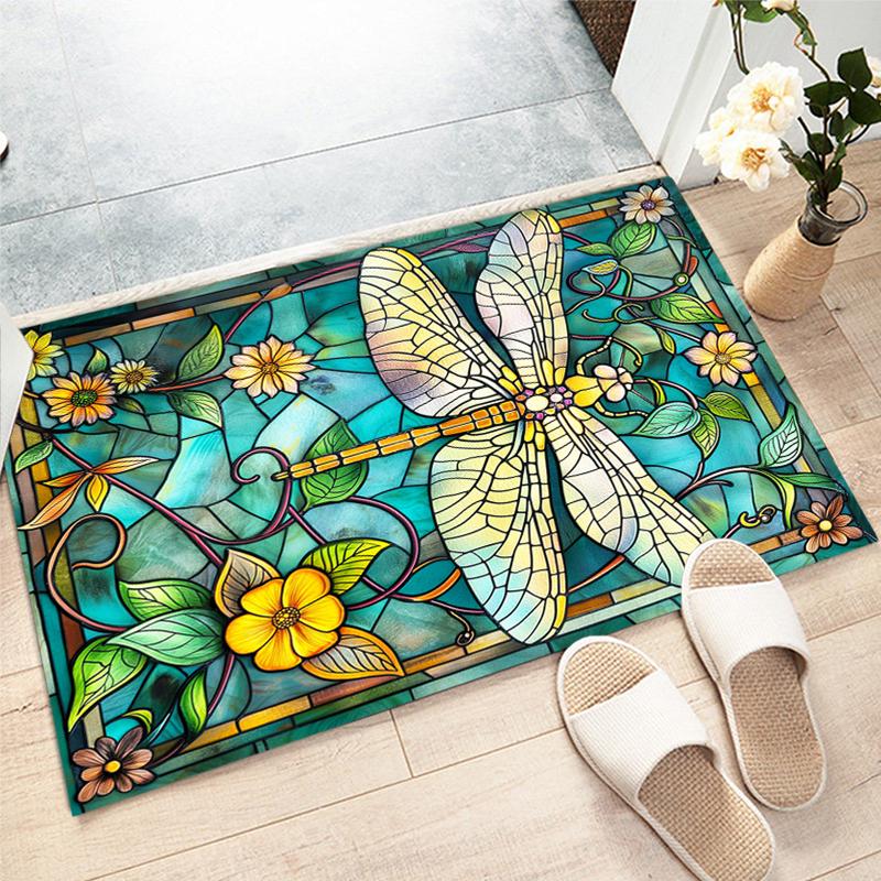 Tappeto Quadrato con Libellula Tappeto Antiscivolo per Soggiorno, Camera da Letto, Studio, Decorazione Corridoio, Perfetto per Decorazione Casa o Regali di Festa